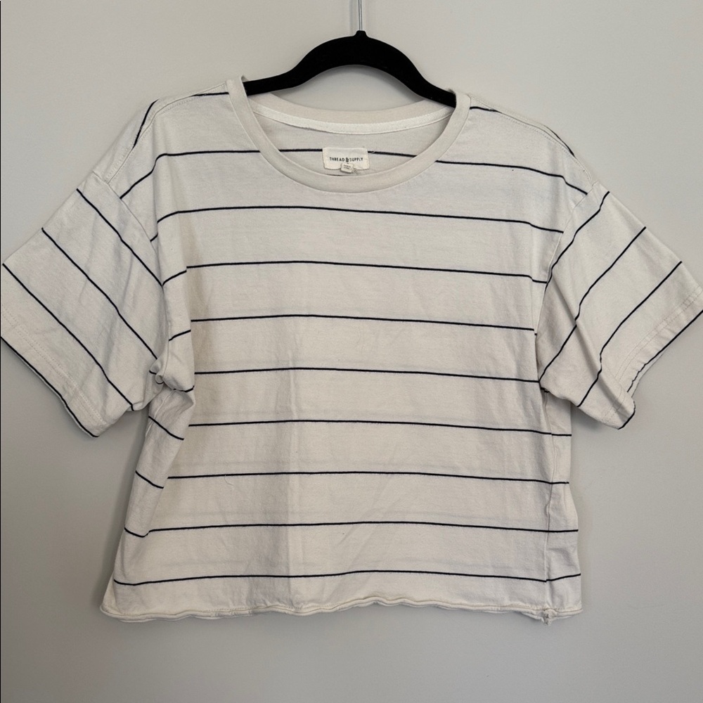 Thread & Supply Cream and Black Striped Tee